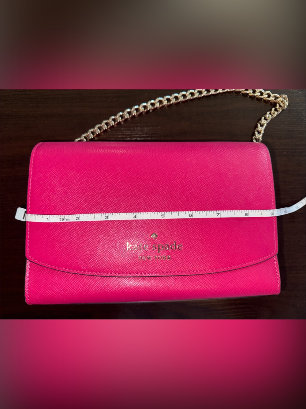 kate spade Hot Pink Leather Crossbody with Gold Chain